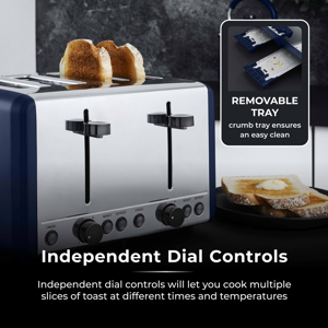 Tower Sera Midnight Blue 4 Slice Toaster